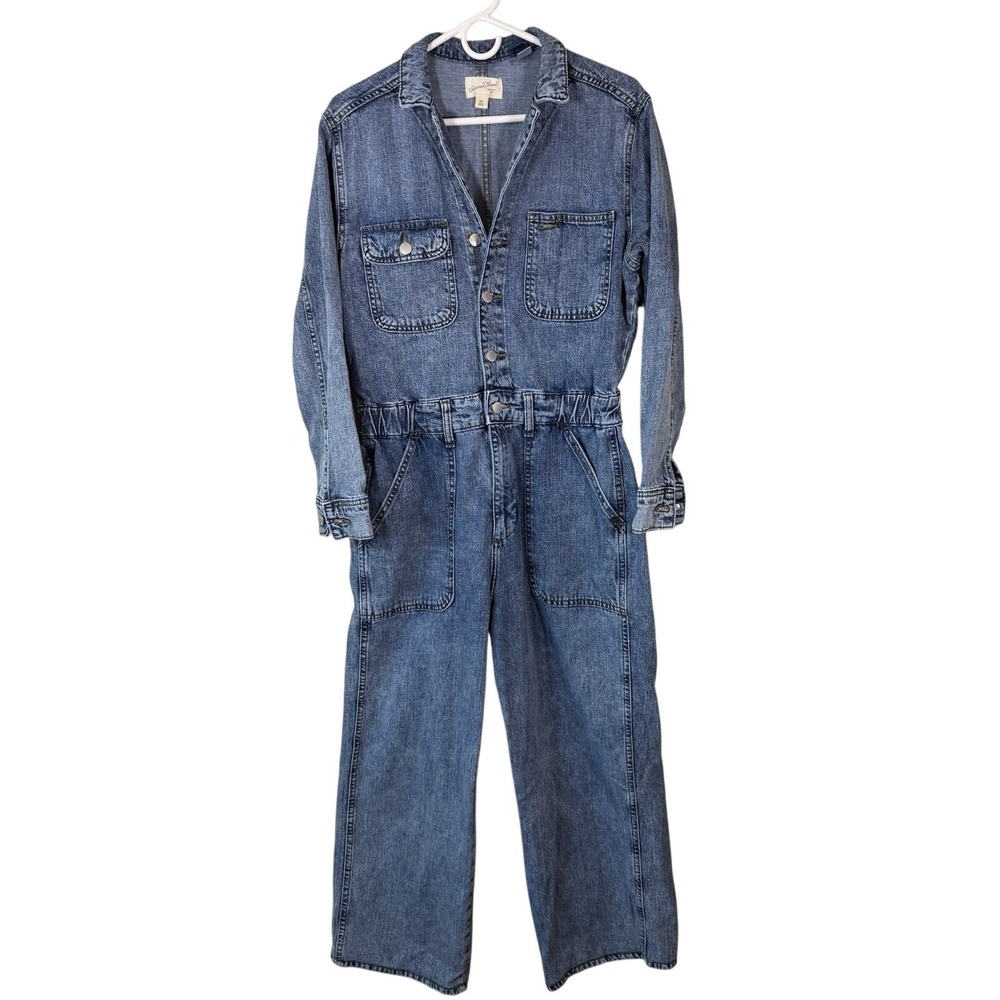 Universal‎ Thread Women Long Sleeve Utility Blue Denim Jumpsuit Sz 8 Workwear